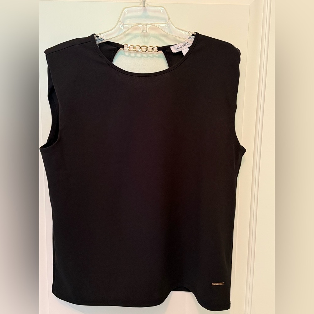 Nine West Black Boxy Cut Out Top